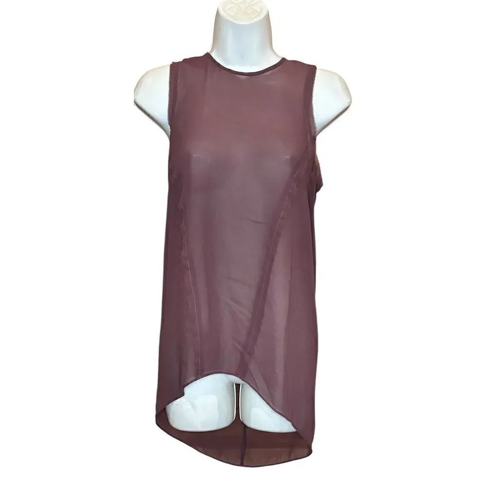 Helmut Lang Sheer Blouse in Malbec Maroon NWOT Size Petite